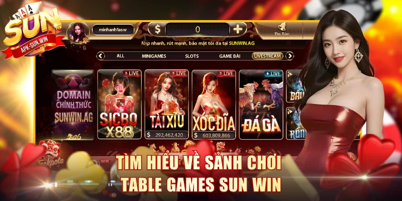 Tìm hiểu về sảnh chơi Table games Sun Win